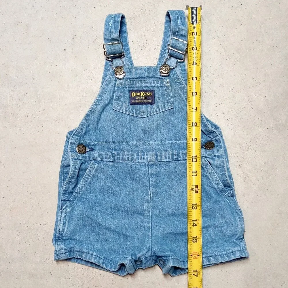 Vintage OshKosh B’gosh Made In USA Denim Jean Overalls Shorts Vestbak 18 Months